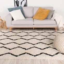 Teppich Hochflor - Grand Moves Creme Schwarz