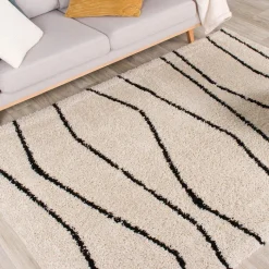 Teppich Hochflor - Grand Wire Creme Schwarz