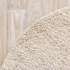 Teppich Hochflor Rund - Lofty Creme Weiß