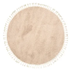 Teppich Hochflor Rund - Lofty Fringe Beige