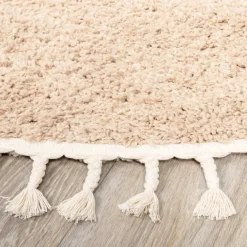 Teppich Hochflor Rund - Lofty Fringe Beige