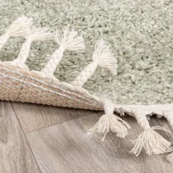 Teppich Hochflor Rund - Lofty Fringe Mint