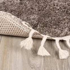 Teppich Hochflor Rund - Lofty Fringe Taupe