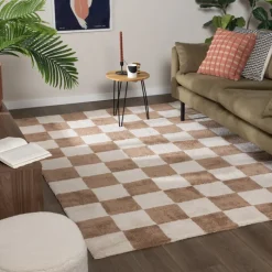 Teppich kariert - Blox beige weiß