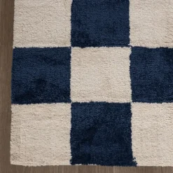 Teppich kariert - Blox blau weiß