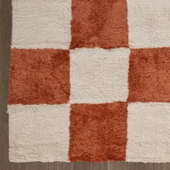 Teppich kariert - Blox terracotta weiß