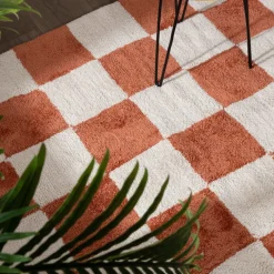 Teppich kariert - Blox terracotta weiß