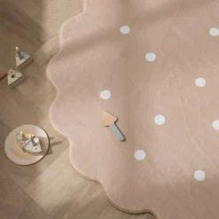 Teppich Kinderzimmer Rund - Cloudy Dots Beige