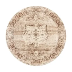 Teppich rund vintage - Kyra Medaillon Braun