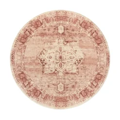 Teppich rund vintage - Kyra Medaillon Rosa