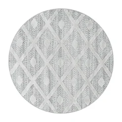 Teppich Skandinavisch Rund - Pitea Ethno Creme Grau