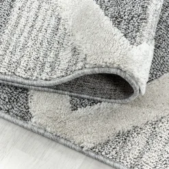 Teppich Skandinavisch Rund - Pitea Lines Grau Creme