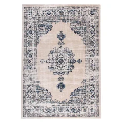Teppich Vintage - Deep Medaillon Weiß Blau