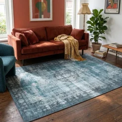 Teppich Vintage - Estate Medaillon Blau Grün