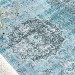 Teppich Vintage - Estate Medaillon Blau Grün