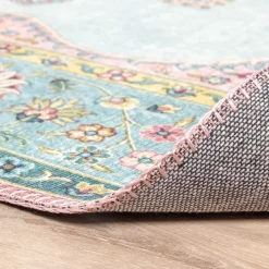Teppich Vintage - Lily Medaillon Hellblau Türkis