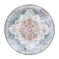 Teppich Vintage Rund - Azara Hellblau