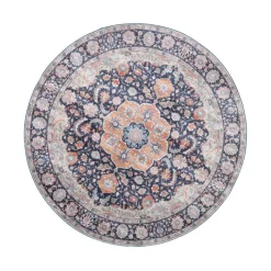 Teppich Vintage Rund - Imagine Medaillon Blau