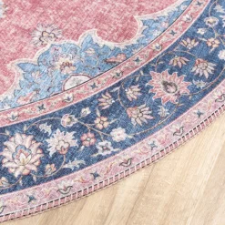 Teppich Vintage Rund - Lily Medaillon Rot Rosa