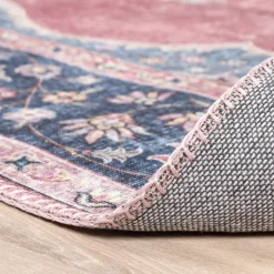 Teppich Vintage Rund - Lily Medaillon Rot Rosa