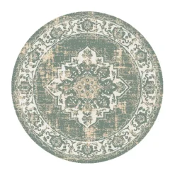 Teppich Vintage Rund - Spring Medaillon Grün Creme