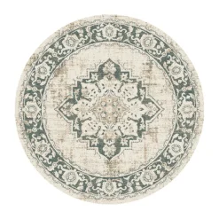 Teppich Vintage Rund - Spring Medaillon Creme Grün