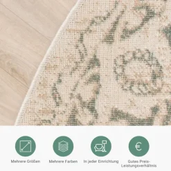 Teppich Vintage Rund - Spring Medaillon Creme Grün