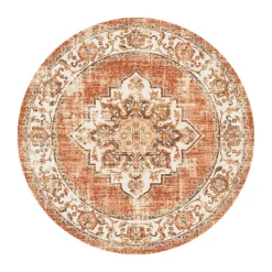 Teppich Vintage Rund - Spring Medaillon Terracotta Creme