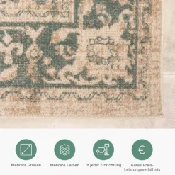 Teppich Vintage - Spring Medaillon Creme Grün