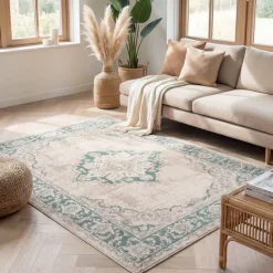 Teppich Vintage - Spring Medaillon Creme Grün