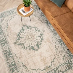 Teppich Vintage - Spring Medaillon Creme Grün