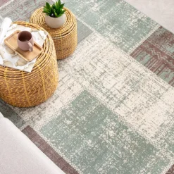 Teppich Vintage - Spring Patchwork Grün Grau