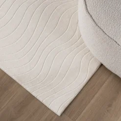 Teppich Wohnzimmer - Charm Waves Weiß