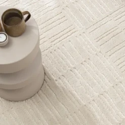 Teppich Wohnzimmer - Yune Lines Creme