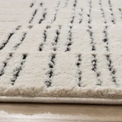 Teppich Wohnzimmer - Yune Lines Creme Schwarz