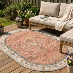 Vintage Gartenteppich Oval - Santo Flora Terrakotta