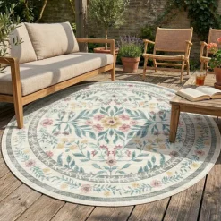 Vintage Gartenteppich Rund - Luana Grün