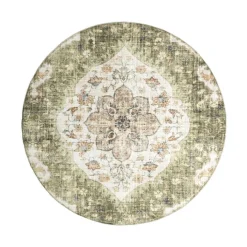 Vintage Gartenteppich Rund - Santo Mandala Grün