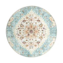 Vintage Gartenteppich Rund - Santo Mandala Hellblau