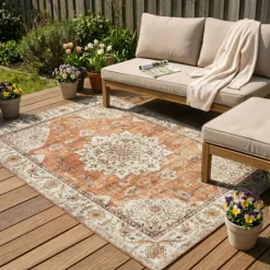 Vintage Gartenteppich - Santo Medaillon Terrakotta