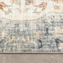 Vintage Gartenteppich - Santo Mandala Blau Grau