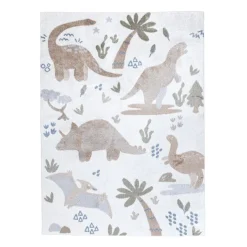 Waschbarer Kinderteppich - Mace Dino Creme