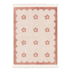 Waschbarer Kinderteppich - Moos Flower Rosa