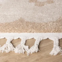 Waschbarer Kinderteppich - Moos Flower Creme