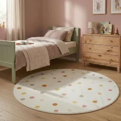 Waschbarer Kinderteppich Rund - Evi Confetti Bunt