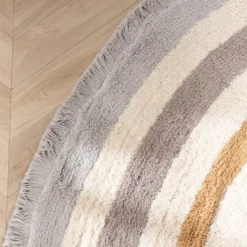 Waschbarer Kinderteppich Rund - Milo Grau