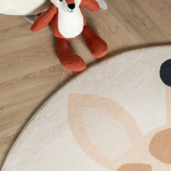 Waschbarer Spielteppich Rund - Sammy Giraffe Beige