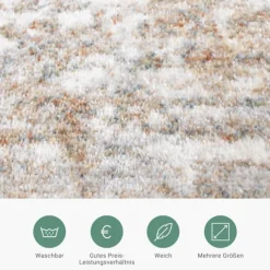 Waschbarer Teppich Abstrakt - Misha Grunge Creme Braun