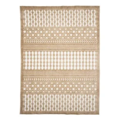 Waschbarer Teppich - Dunya Geo Beige Weiß