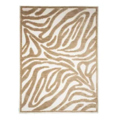 Waschbarer Teppich - Dunya Zebra Beige Weiß